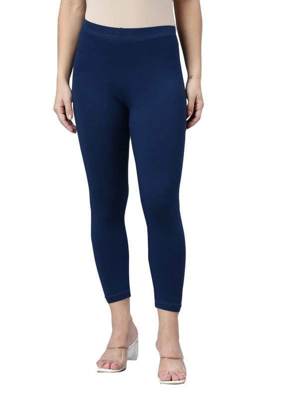 GO COLORS Women's Mid-Rise Cropped Cotton Leggings - Image 190
