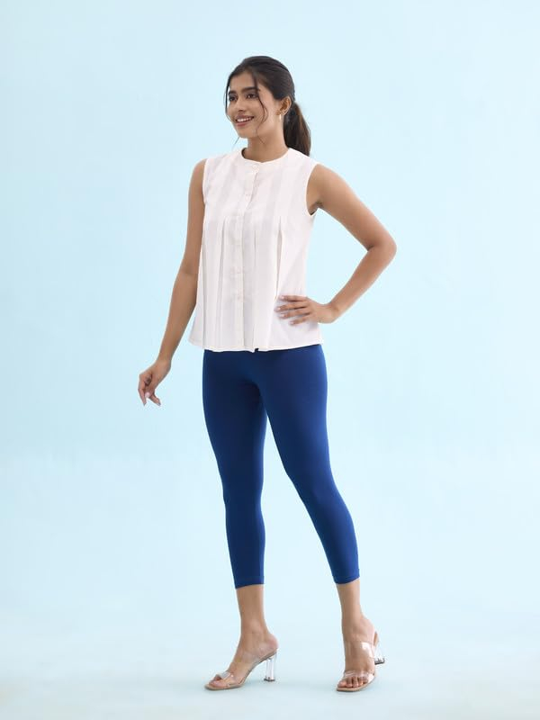 GO COLORS Women's Mid-Rise Cropped Cotton Leggings - Image 194