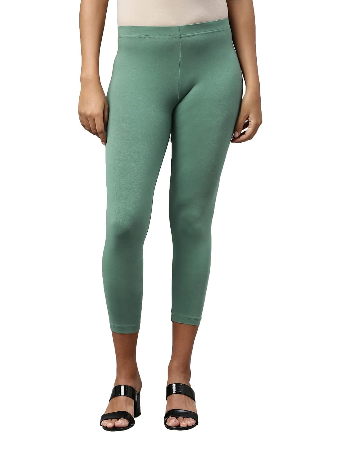 GO COLORS Women's Mid-Rise Cropped Cotton Leggings - Image 196