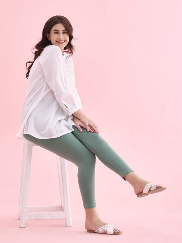 GO COLORS Women's Mid-Rise Cropped Cotton Leggings - Image 197
