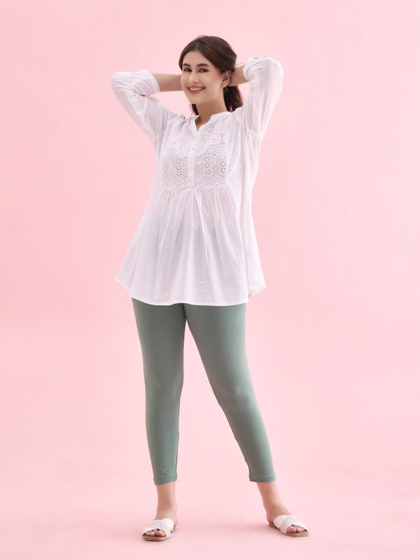 GO COLORS Women's Mid-Rise Cropped Cotton Leggings - Image 198