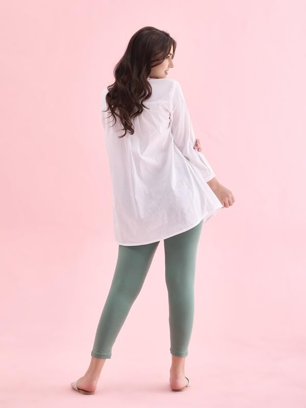 GO COLORS Women's Mid-Rise Cropped Cotton Leggings - Image 200