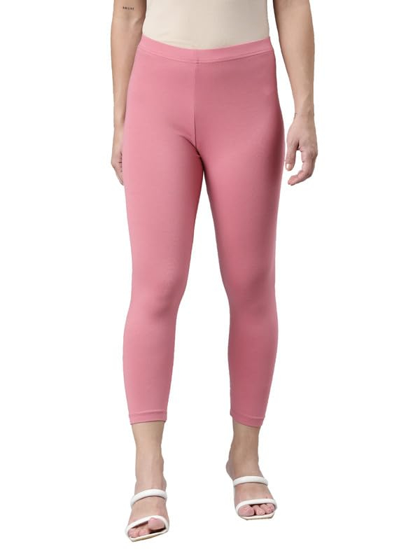 GO COLORS Women's Mid-Rise Cropped Cotton Leggings - Image 202