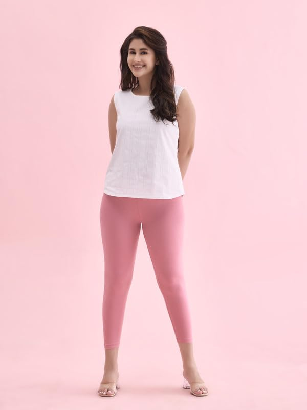 GO COLORS Women's Mid-Rise Cropped Cotton Leggings - Image 205