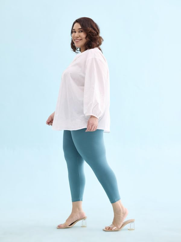 GO COLORS Women's Mid-Rise Cropped Cotton Leggings - Image 211