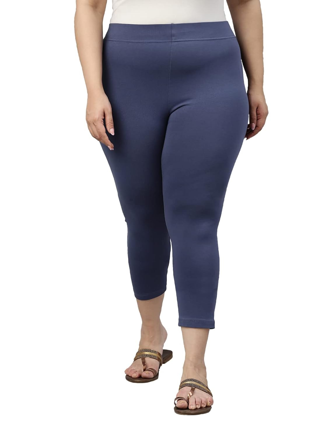 GO COLORS Women's Mid-Rise Cropped Cotton Leggings - Image 214