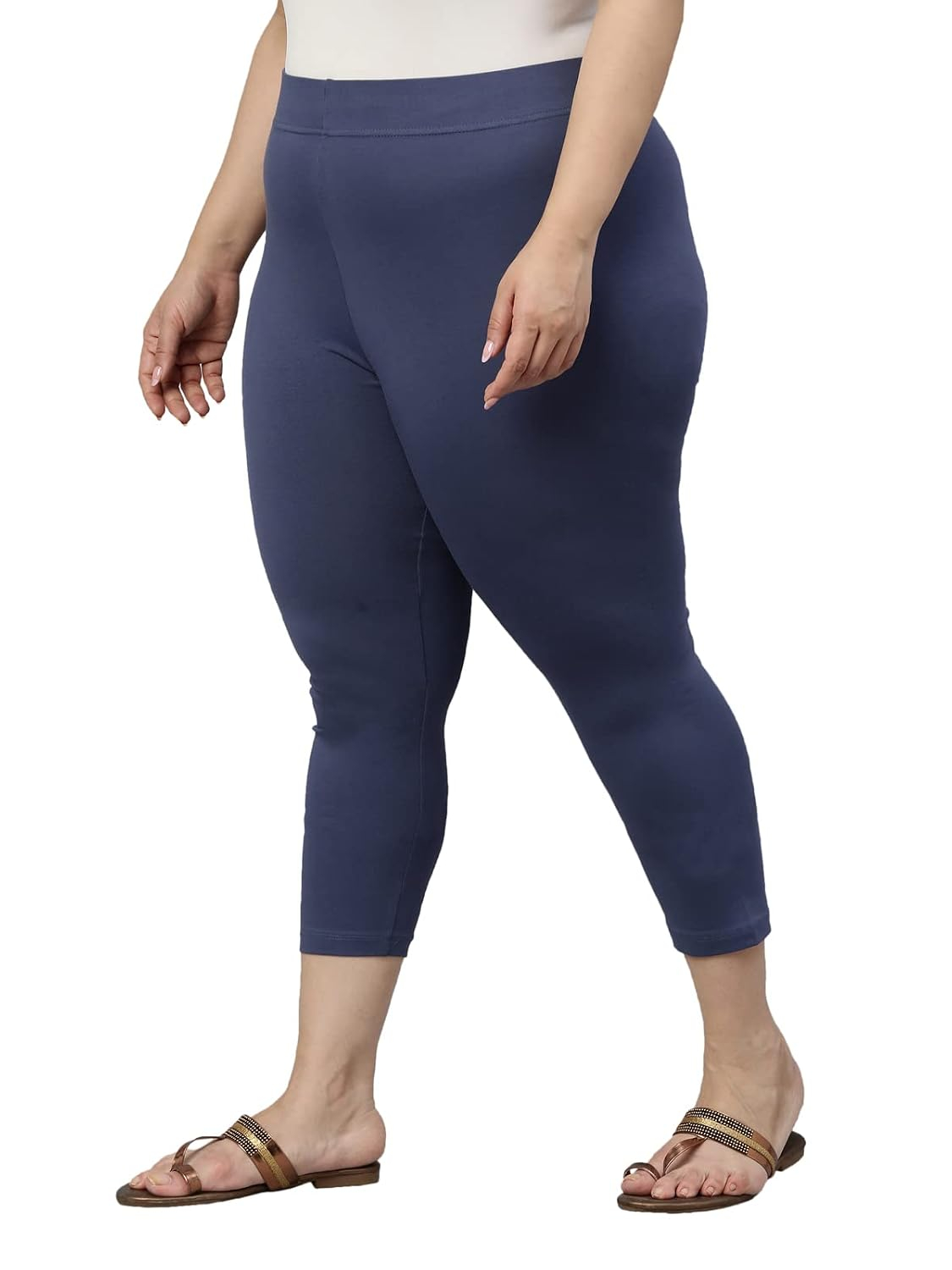 GO COLORS Women's Mid-Rise Cropped Cotton Leggings - Image 215