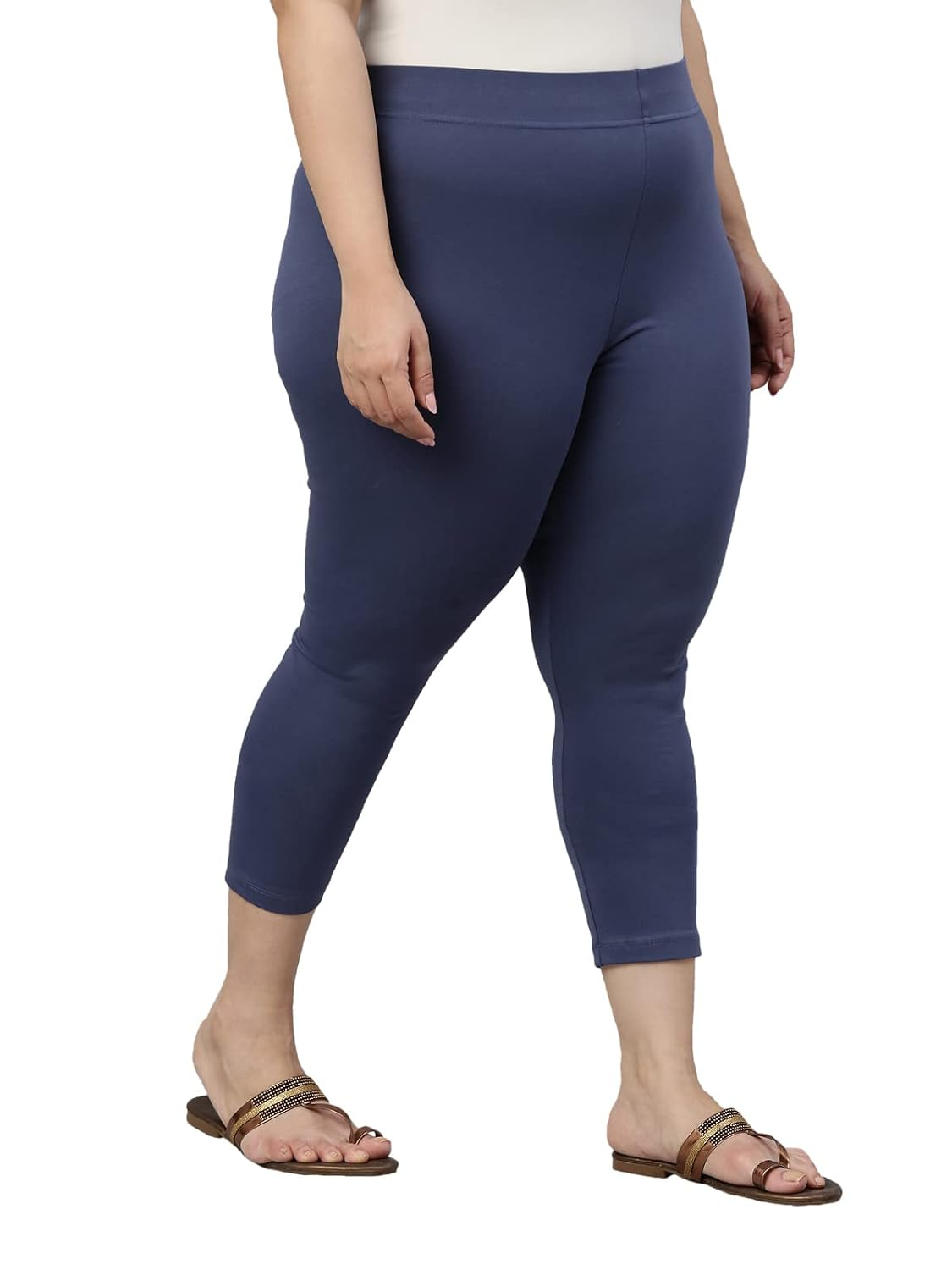 GO COLORS Women's Mid-Rise Cropped Cotton Leggings - Image 216