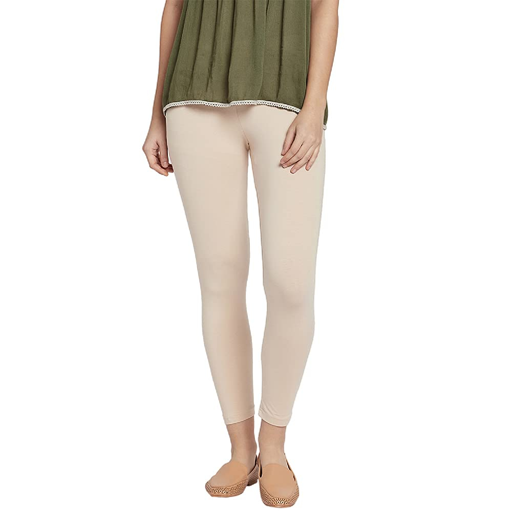 GO COLORS Women's Mid-Rise Cropped Cotton Leggings - Image 220