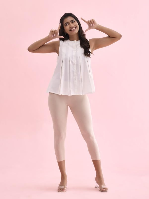 GO COLORS Women's Mid-Rise Cropped Cotton Leggings - Image 222
