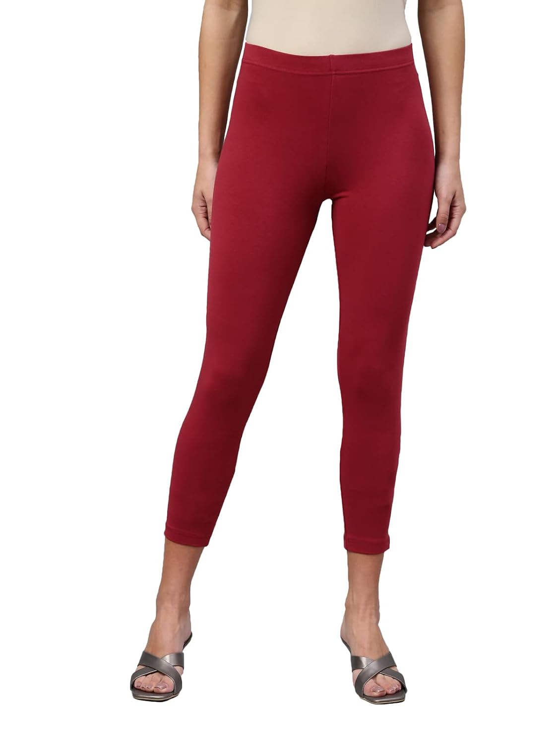 GO COLORS Women's Mid-Rise Cropped Cotton Leggings - Image 226