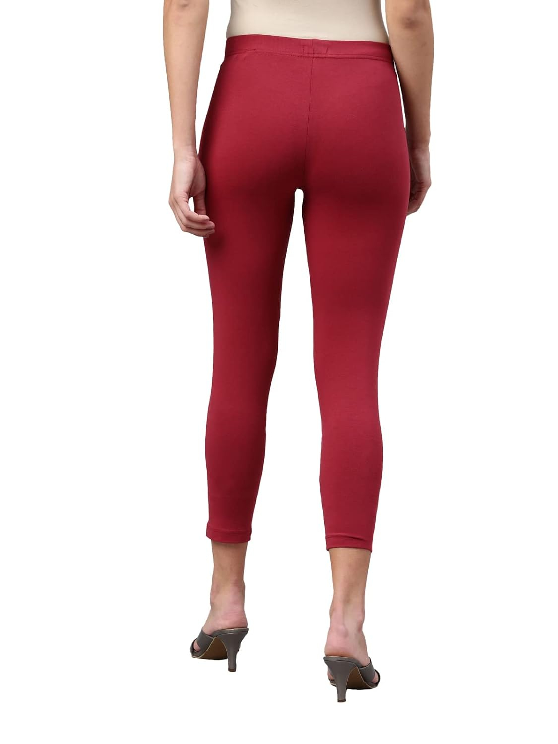 GO COLORS Women's Mid-Rise Cropped Cotton Leggings - Image 229