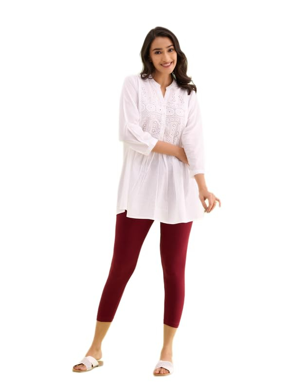 GO COLORS Women's Mid-Rise Cropped Cotton Leggings - Image 232
