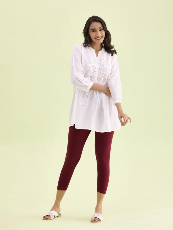 GO COLORS Women's Mid-Rise Cropped Cotton Leggings - Image 235