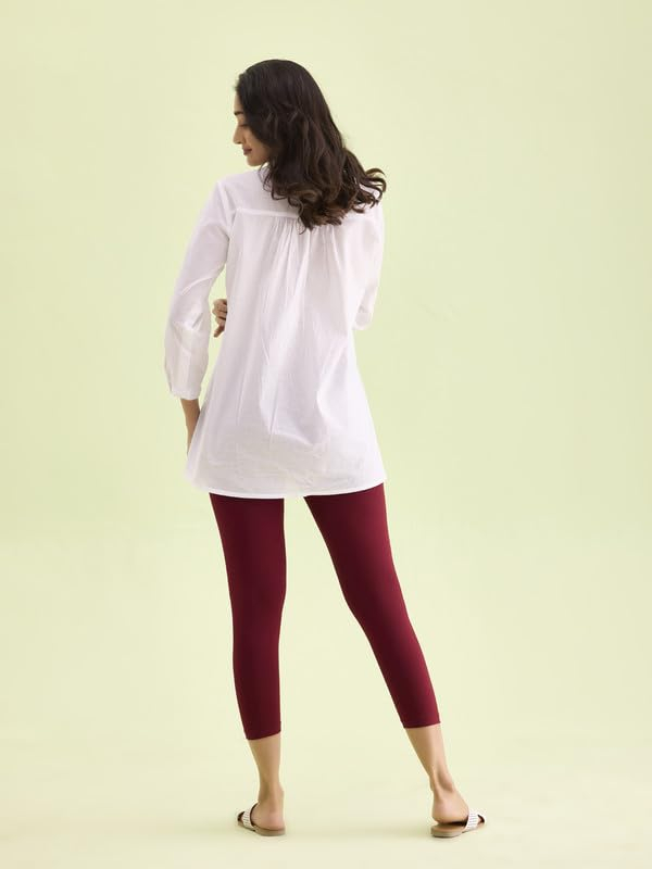 GO COLORS Women's Mid-Rise Cropped Cotton Leggings - Image 236