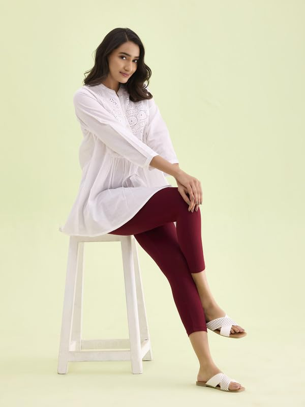 GO COLORS Women's Mid-Rise Cropped Cotton Leggings - Image 237