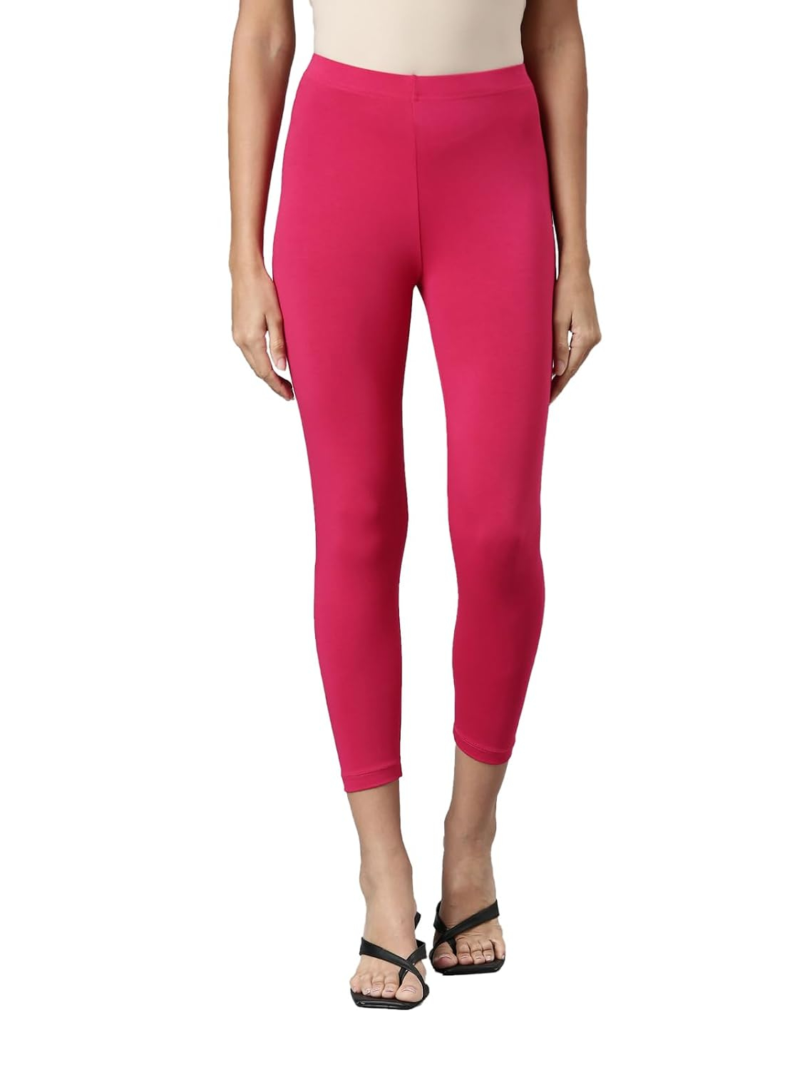 GO COLORS Women's Mid-Rise Cropped Cotton Leggings - Image 238