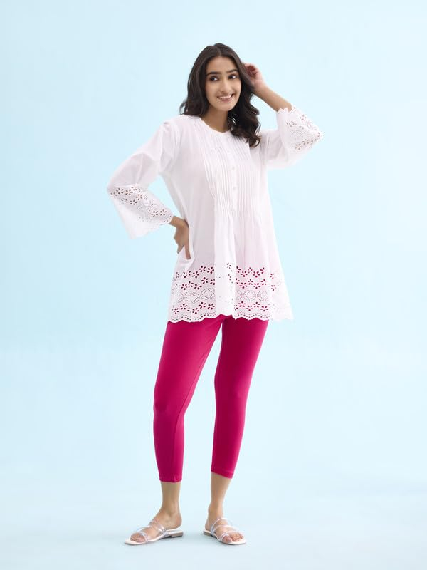 GO COLORS Women's Mid-Rise Cropped Cotton Leggings - Image 239