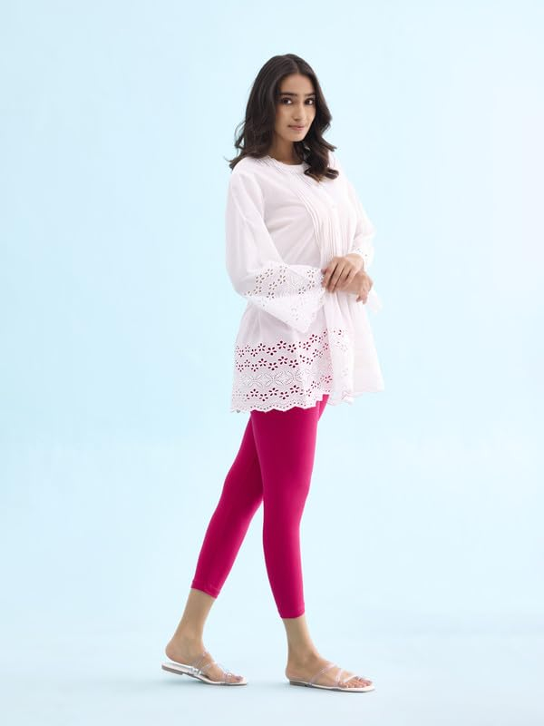 GO COLORS Women's Mid-Rise Cropped Cotton Leggings - Image 240
