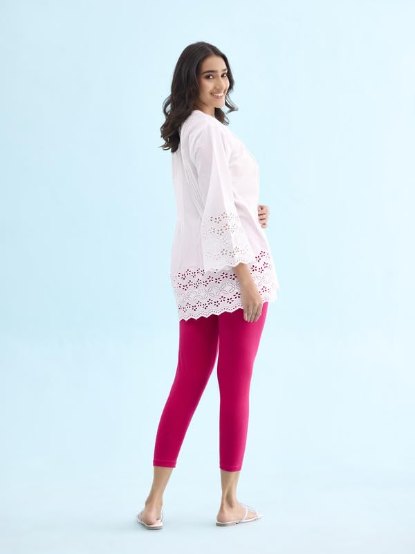 GO COLORS Women's Mid-Rise Cropped Cotton Leggings - Image 241