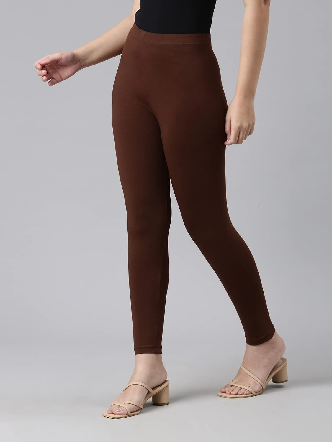 GO COLORS Women's Mid-Rise Cropped Cotton Leggings - Image 244