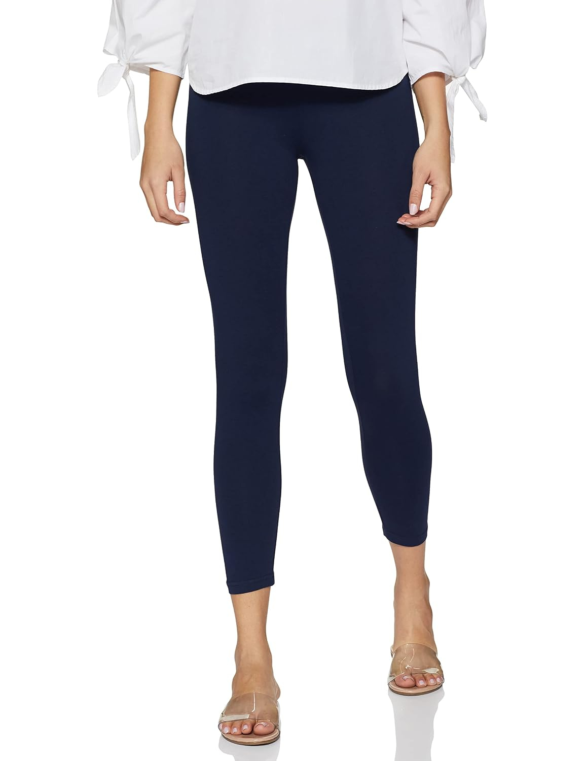 GO COLORS Women's Mid-Rise Cropped Cotton Leggings - Image 256