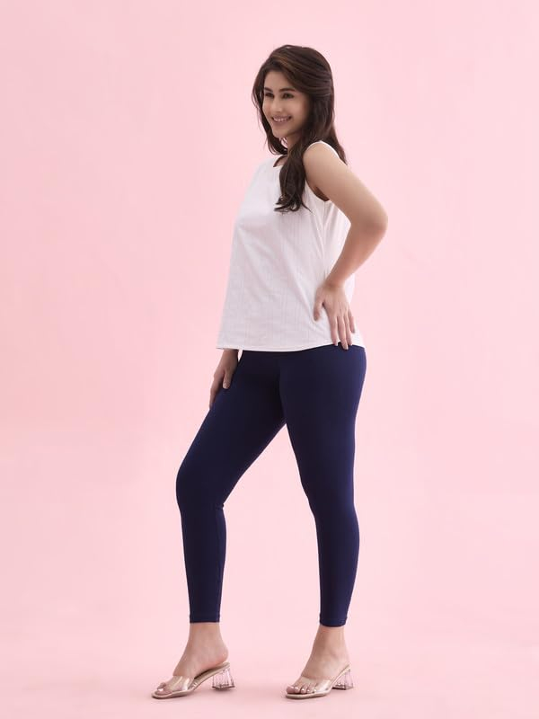 GO COLORS Women's Mid-Rise Cropped Cotton Leggings - Image 258