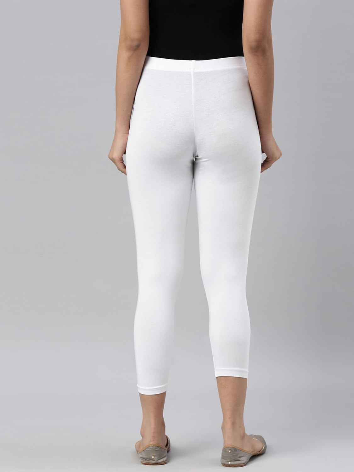 GO COLORS Women's Mid-Rise Cropped Cotton Leggings - Image 269
