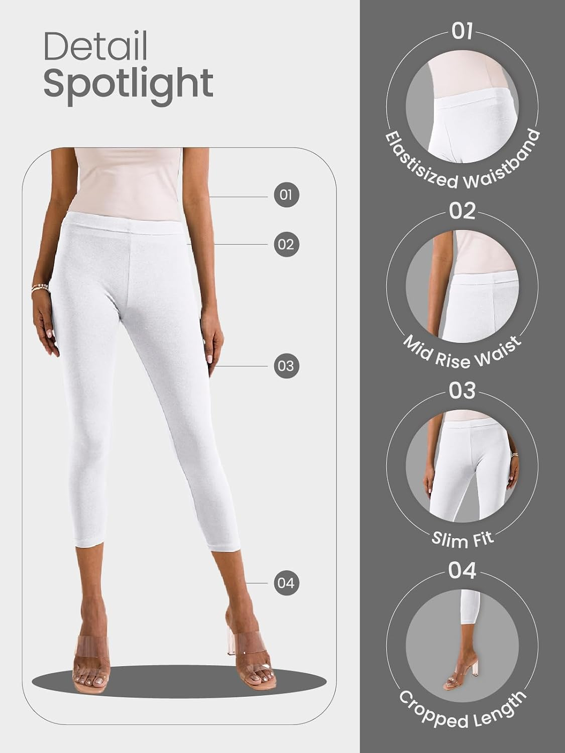 GO COLORS Women's Mid-Rise Cropped Cotton Leggings - Image 270
