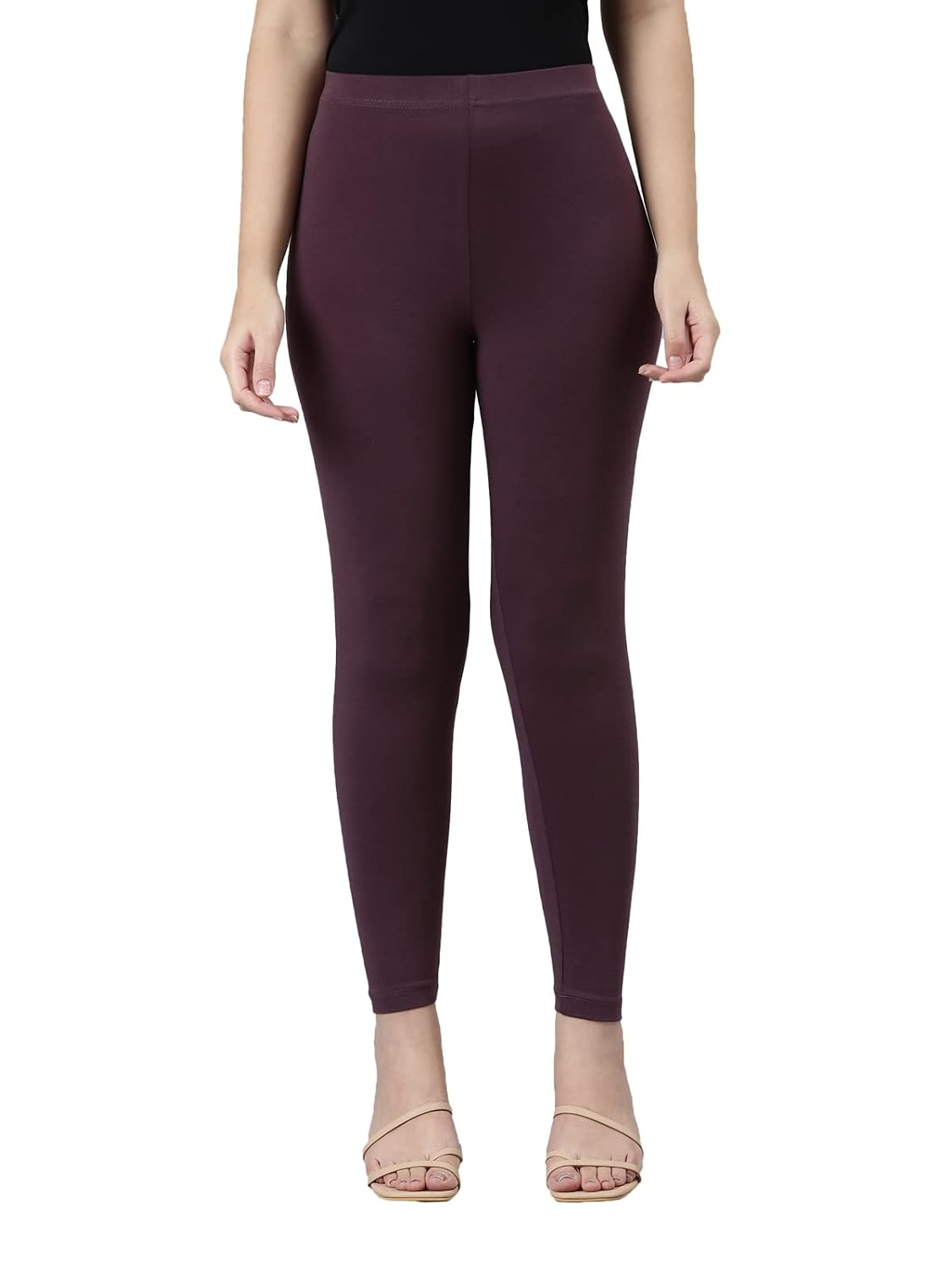 GO COLORS Women's Mid-Rise Cropped Cotton Leggings - Image 271