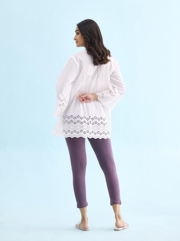 GO COLORS Women's Mid-Rise Cropped Cotton Leggings - Image 274