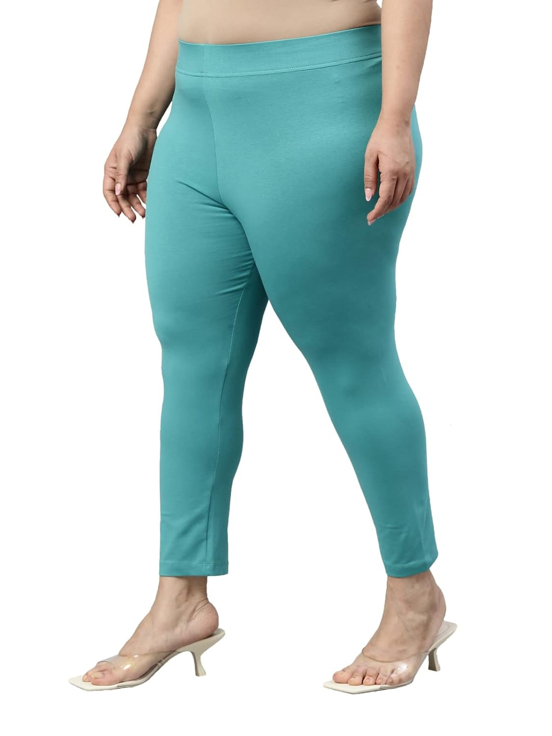 GO COLORS Women's Mid-Rise Cropped Cotton Leggings - Image 282