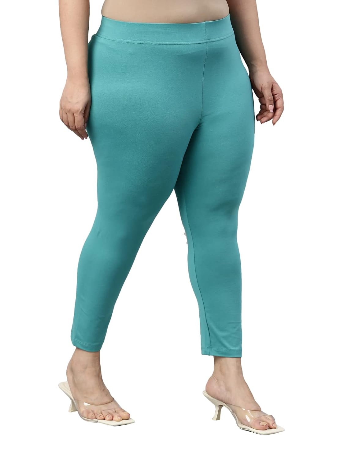 GO COLORS Women's Mid-Rise Cropped Cotton Leggings - Image 283