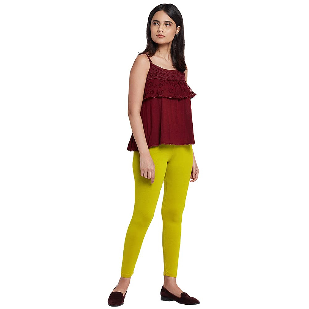 GO COLORS Women's Mid-Rise Cropped Cotton Leggings - Image 290