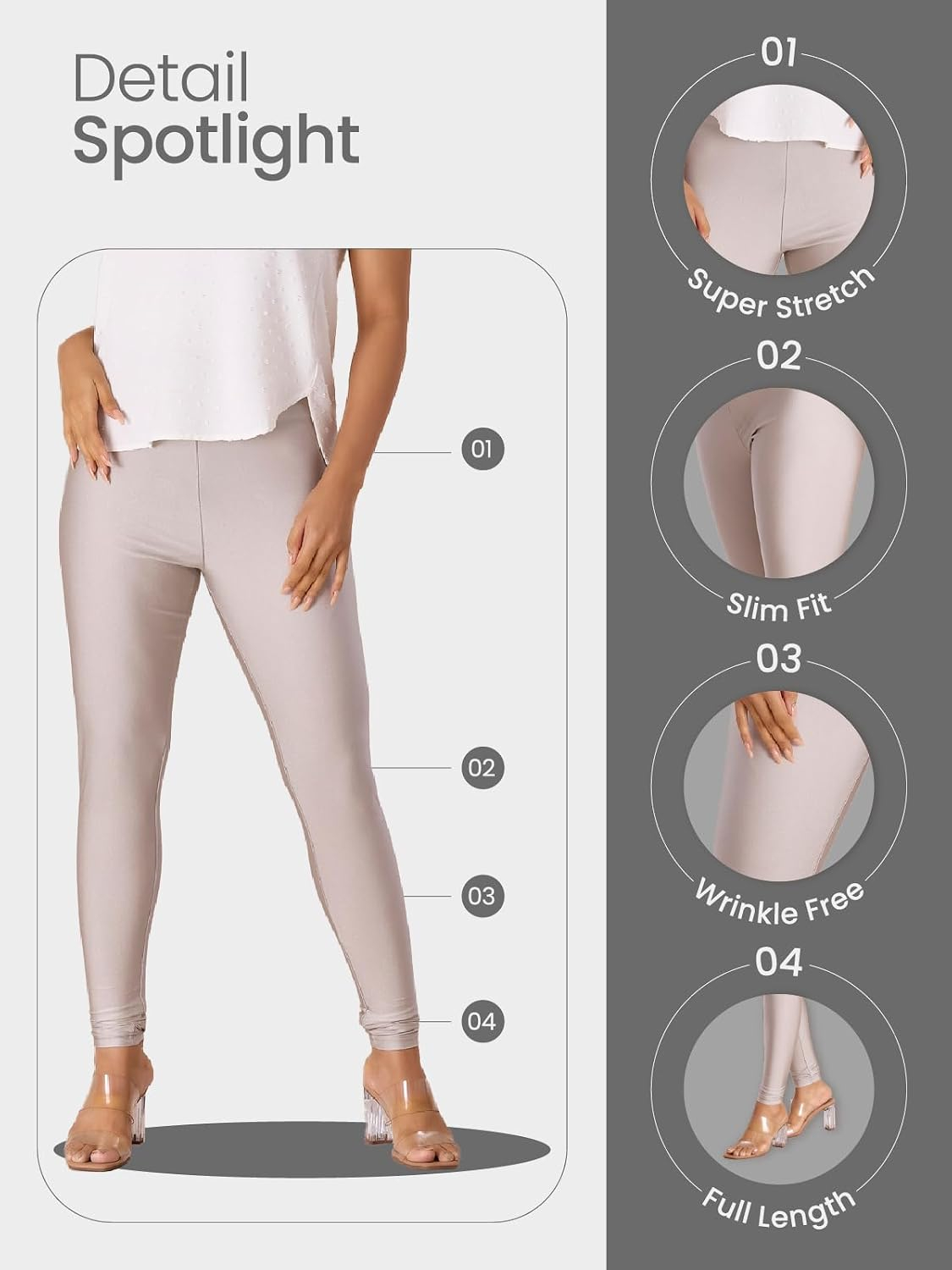 GO COLORS Women's Mid-Rise Shimmer Churidar Leggings - Image 7