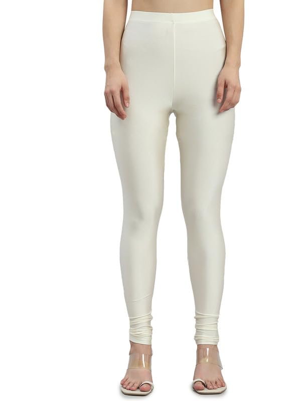 GO COLORS Women's Mid-Rise Shimmer Churidar Leggings - Image 13