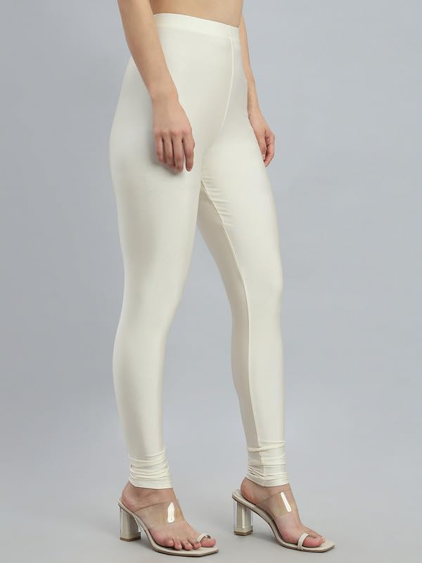GO COLORS Women's Mid-Rise Shimmer Churidar Leggings - Image 15