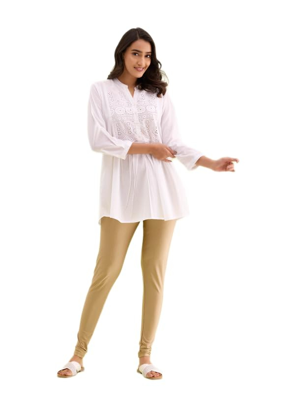 GO COLORS Women's Mid-Rise Shimmer Churidar Leggings - Image 19