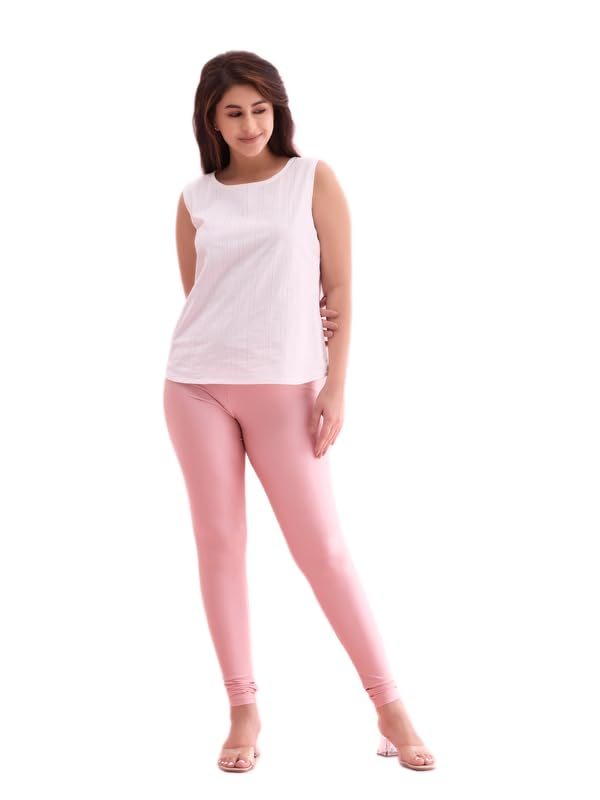 GO COLORS Women's Mid-Rise Shimmer Churidar Leggings - Image 30