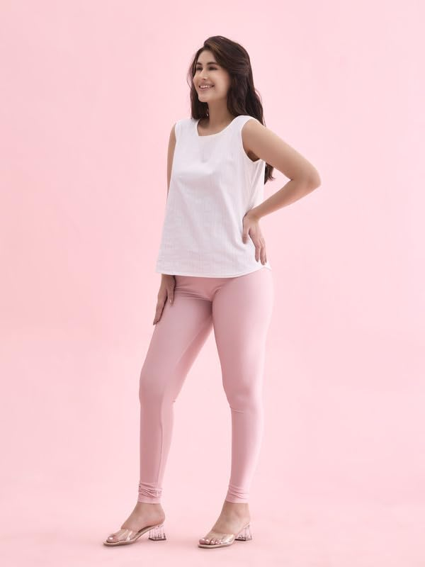 GO COLORS Women's Mid-Rise Shimmer Churidar Leggings - Image 31