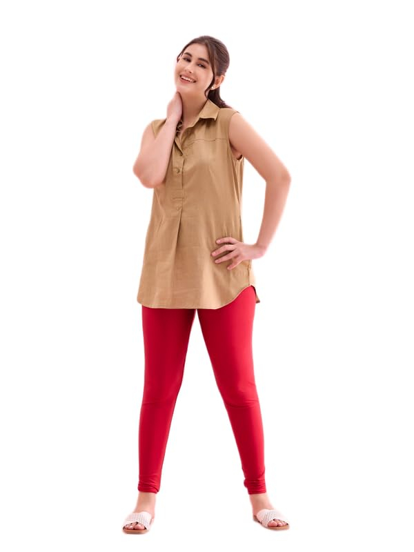 GO COLORS Women's Mid-Rise Shimmer Churidar Leggings - Image 36
