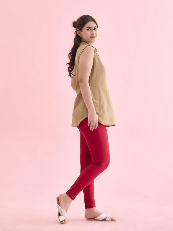 GO COLORS Women's Mid-Rise Shimmer Churidar Leggings - Image 37