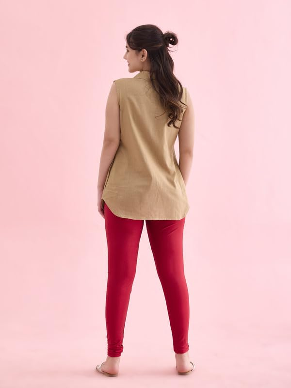 GO COLORS Women's Mid-Rise Shimmer Churidar Leggings - Image 39