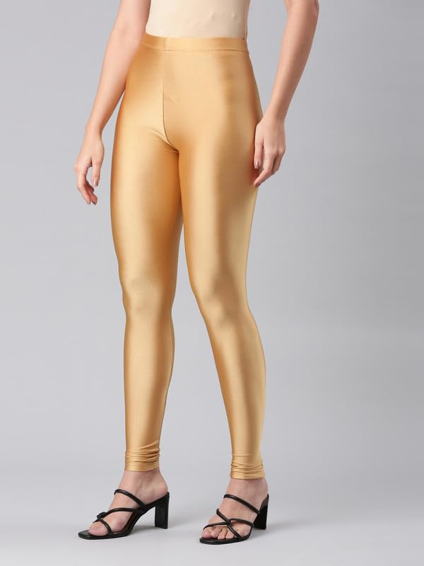 GO COLORS Women's Mid-Rise Shimmer Churidar Leggings - Image 42