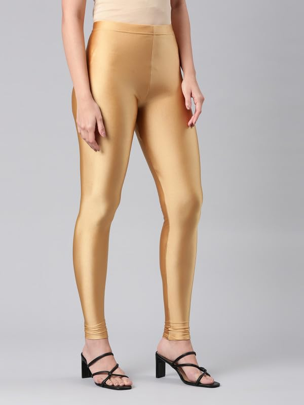GO COLORS Women's Mid-Rise Shimmer Churidar Leggings - Image 43