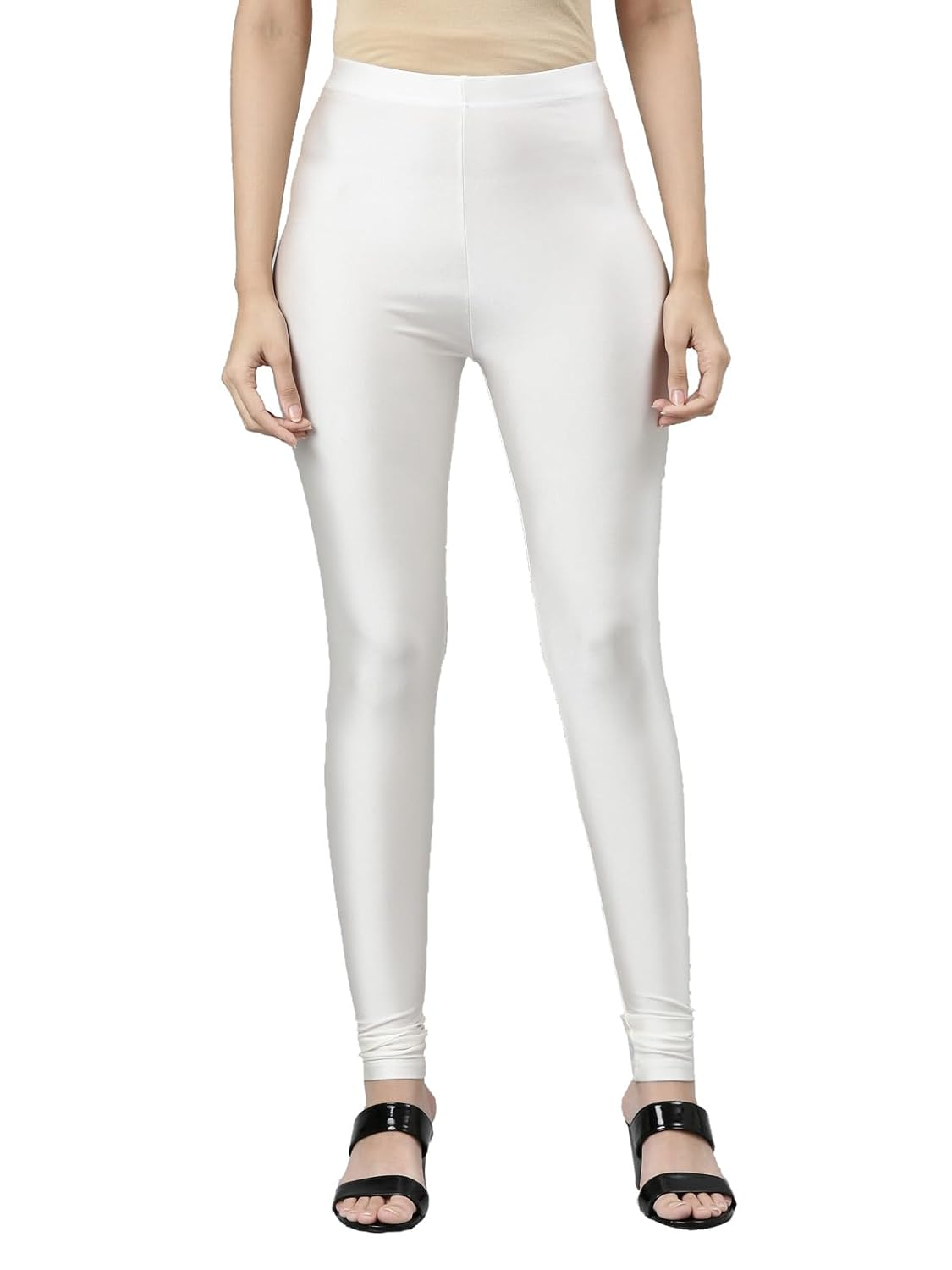 GO COLORS Women's Mid-Rise Shimmer Churidar Leggings - Image 46