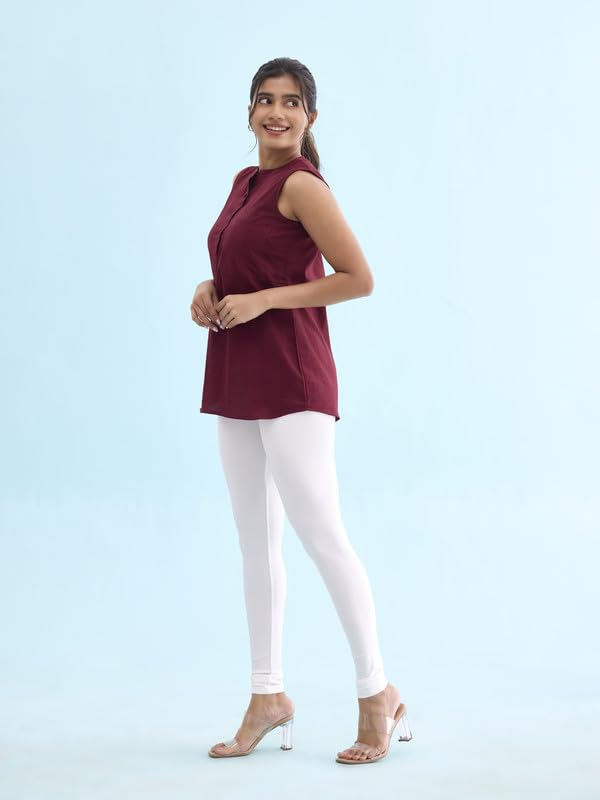 GO COLORS Women's Mid-Rise Shimmer Churidar Leggings - Image 47
