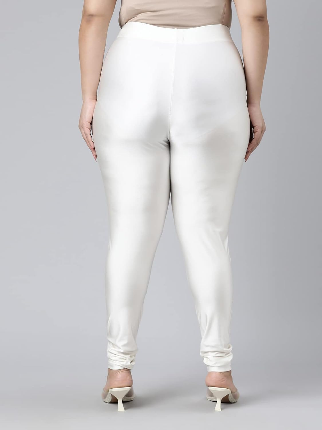 GO COLORS Women's Mid-Rise Shimmer Churidar Leggings - Image 49