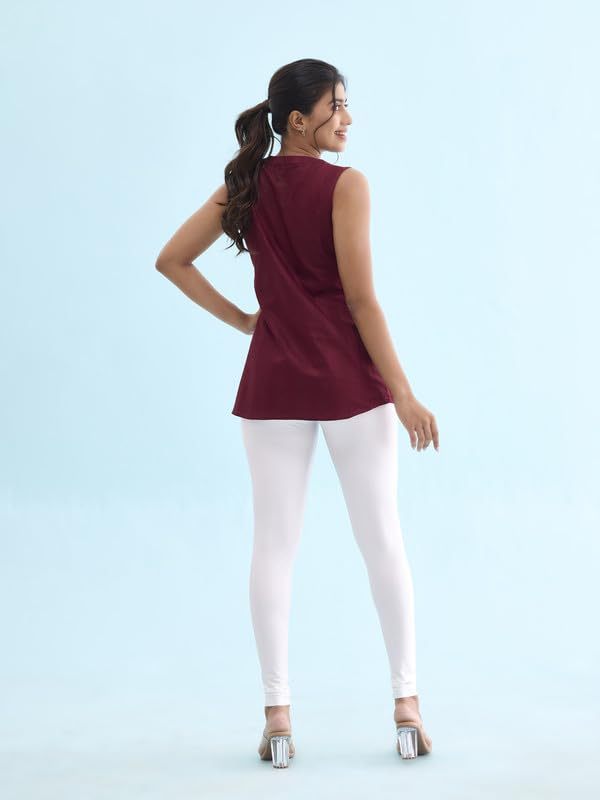 GO COLORS Women's Mid-Rise Shimmer Churidar Leggings - Image 50