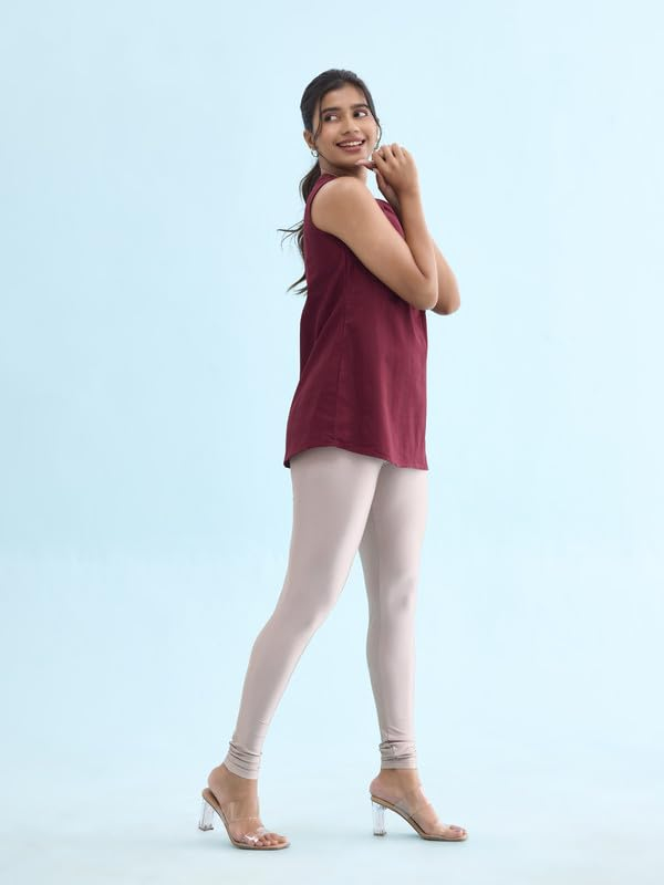 GO COLORS Women's Mid-Rise Shimmer Churidar Leggings - Image 62